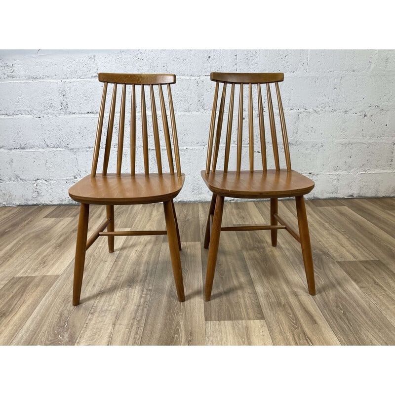 Set of 4 Scandinavian vintage oakwood chairs, 1960