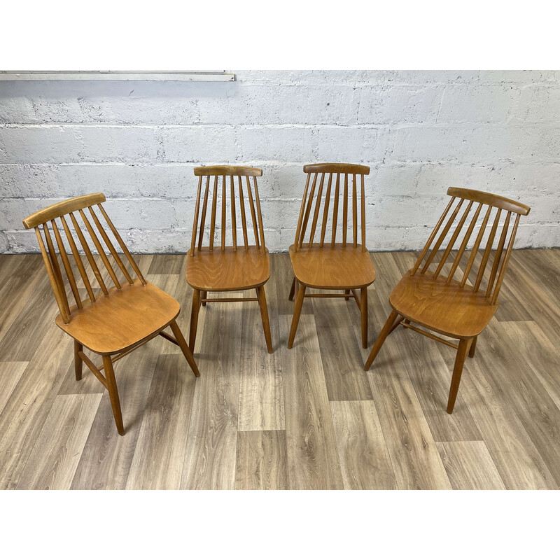 Set of 4 Scandinavian vintage oakwood chairs, 1960