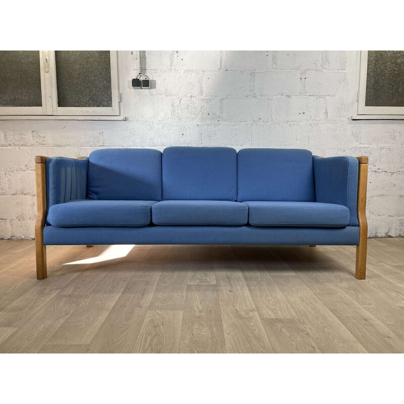 Divano scandinavo a 3 posti, blu cielo, 1990