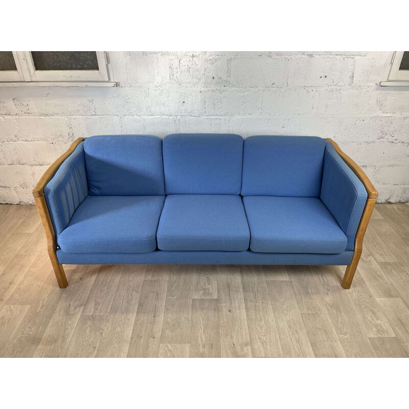 Divano scandinavo a 3 posti, blu cielo, 1990