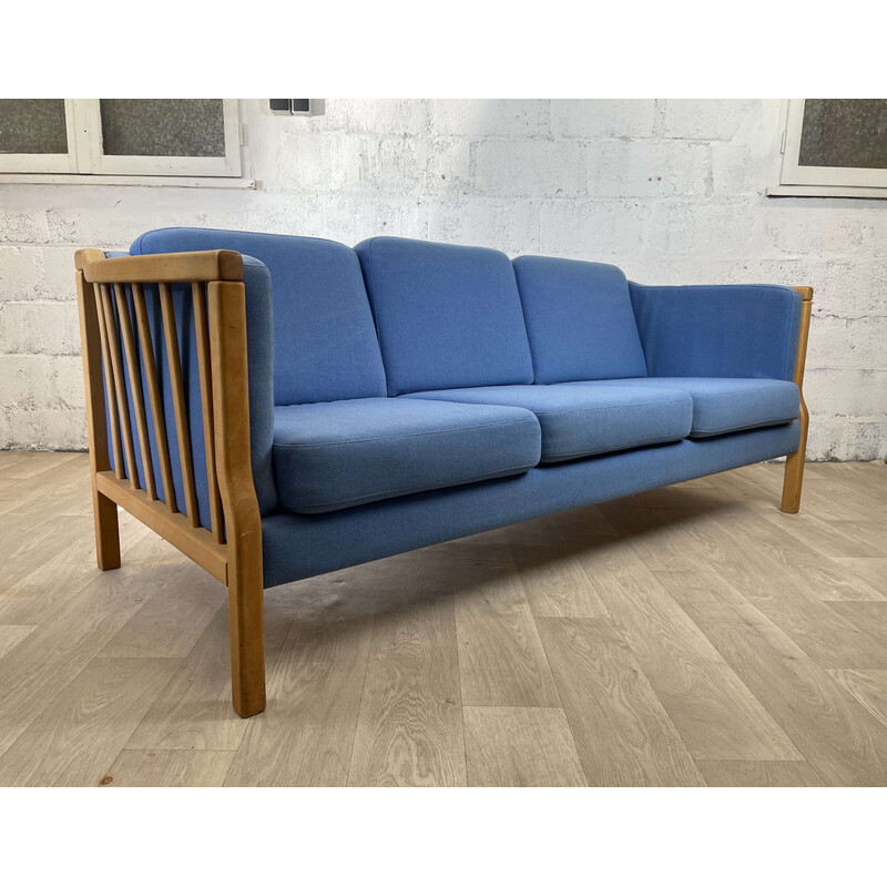 Canapé scandinave vintage 3 places bleu ciel, 1990