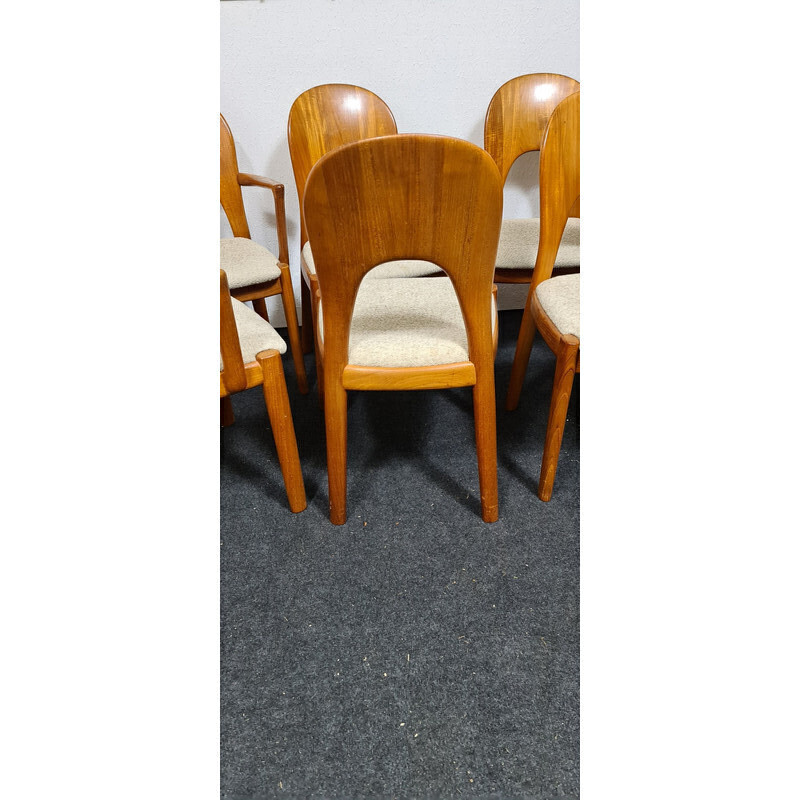 Ensemble de 6 chaises vintage en teck par Niels Koefoed pour Hornslet, Danemark