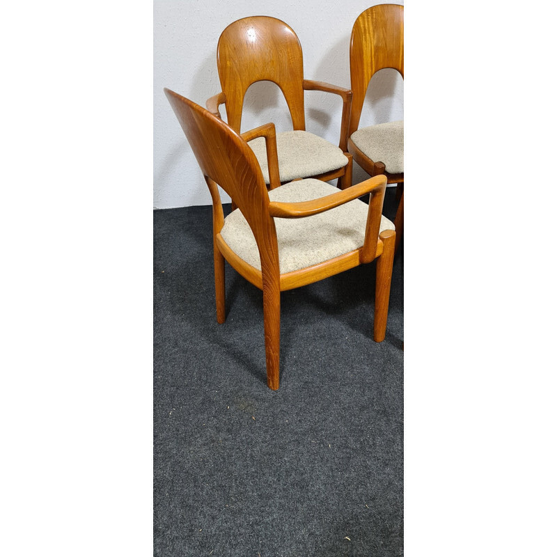 Conjunto de 6 cadeiras de jantar de teca vintage de Niels Koefoed para Hornslet, Dinamarca