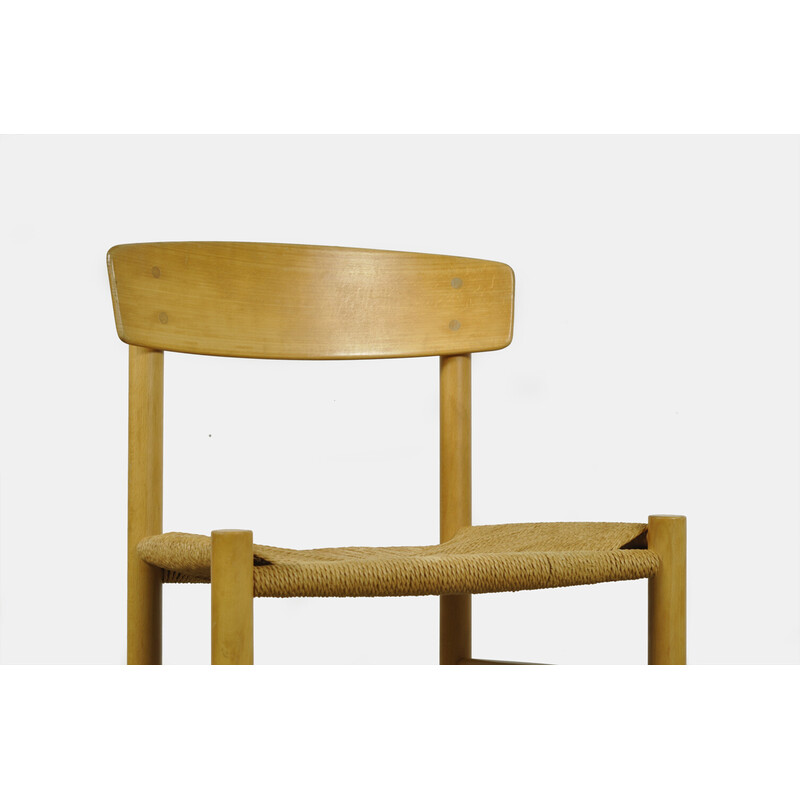 Par de cadeiras de jantar de faia vintage modelo J39 de Børge Mogensen para F.D.B. Mobler, Dinamarca 1970s