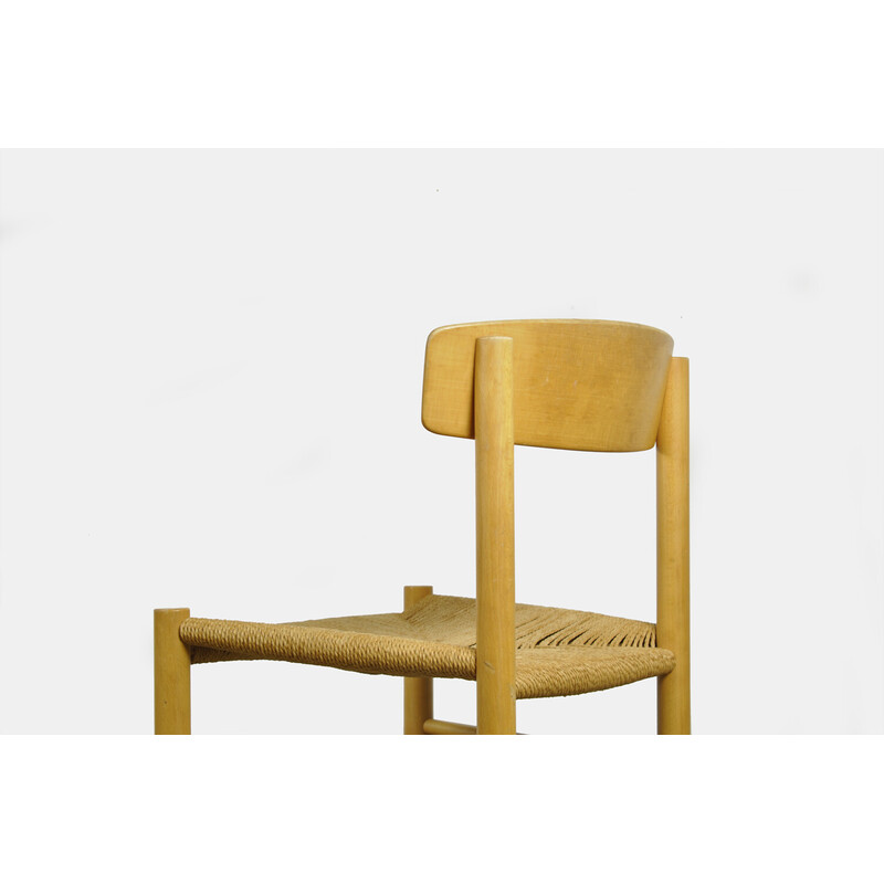 Pair of vintage beechwood dining chairs model J39 by Børge Mogensen for F.D.B. Mobler, Denmark 1970s