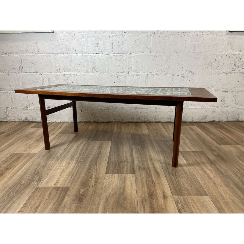 Scandinavian vintage coffee table in rosewood and earthenware, Denmark 1960