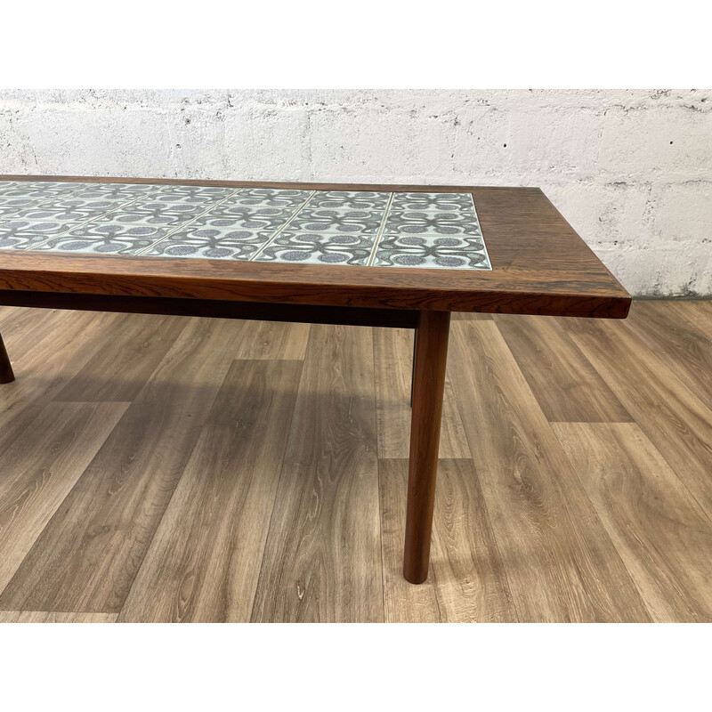 Scandinavian vintage coffee table in rosewood and earthenware, Denmark 1960