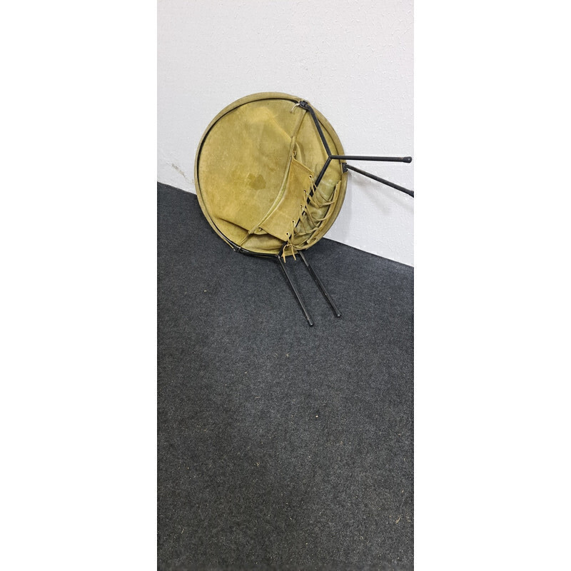 Sillón globo plegable de cuero vintage de Lutsch and Co, Alemania