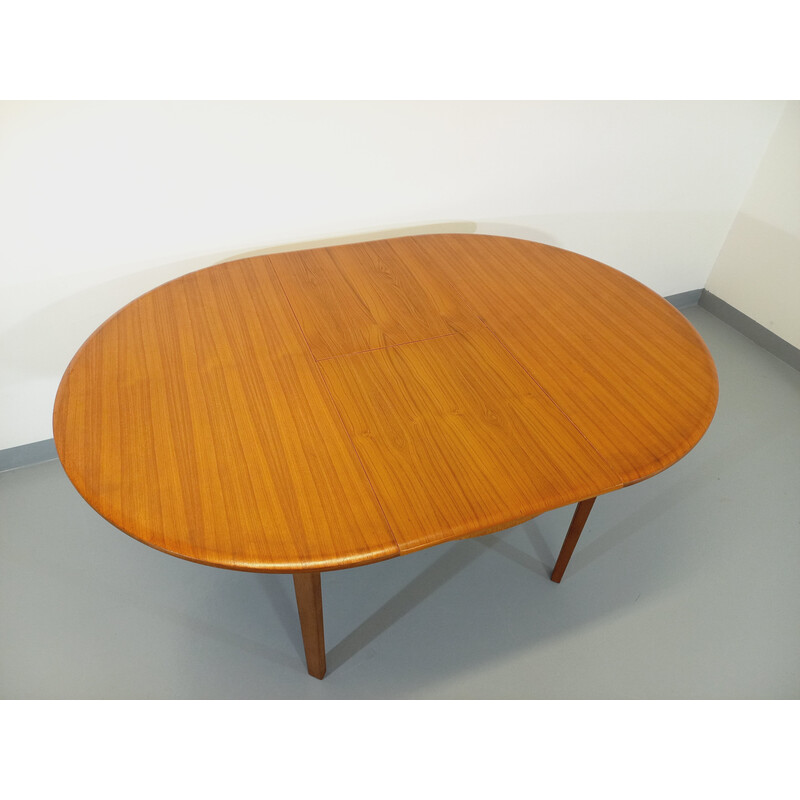 Scandinavische vintage ronde teakhouten tafel met verlengblad, 1950-1960