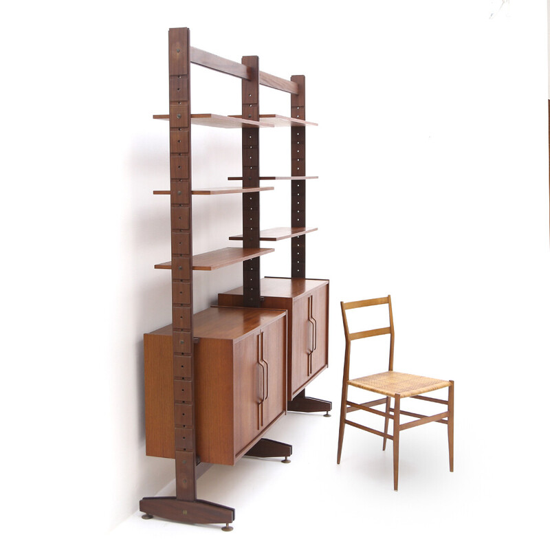 Vintage bookcase with curved plywood handles, 1960s