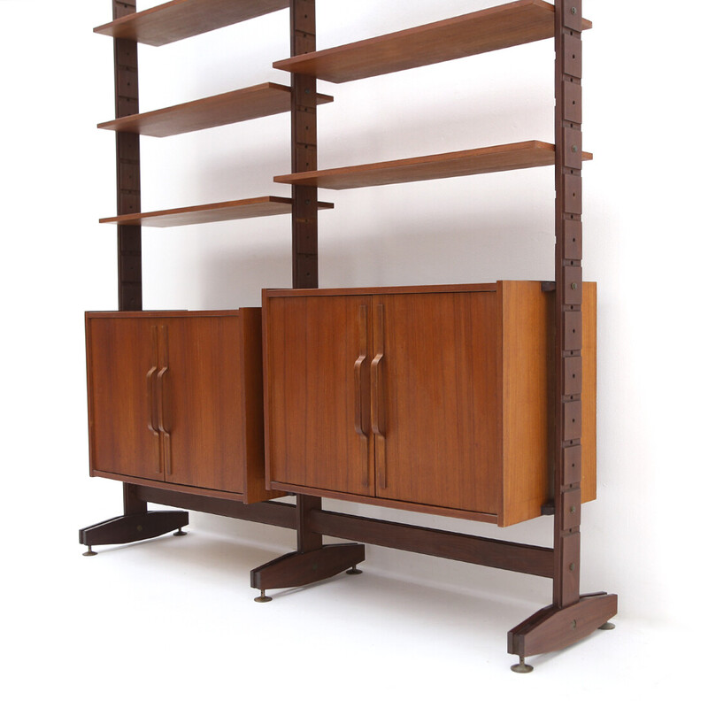 Vintage bookcase with curved plywood handles, 1960s