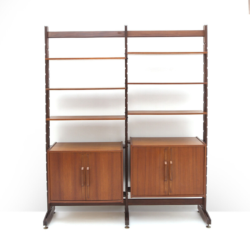 Vintage bookcase with curved plywood handles, 1960s