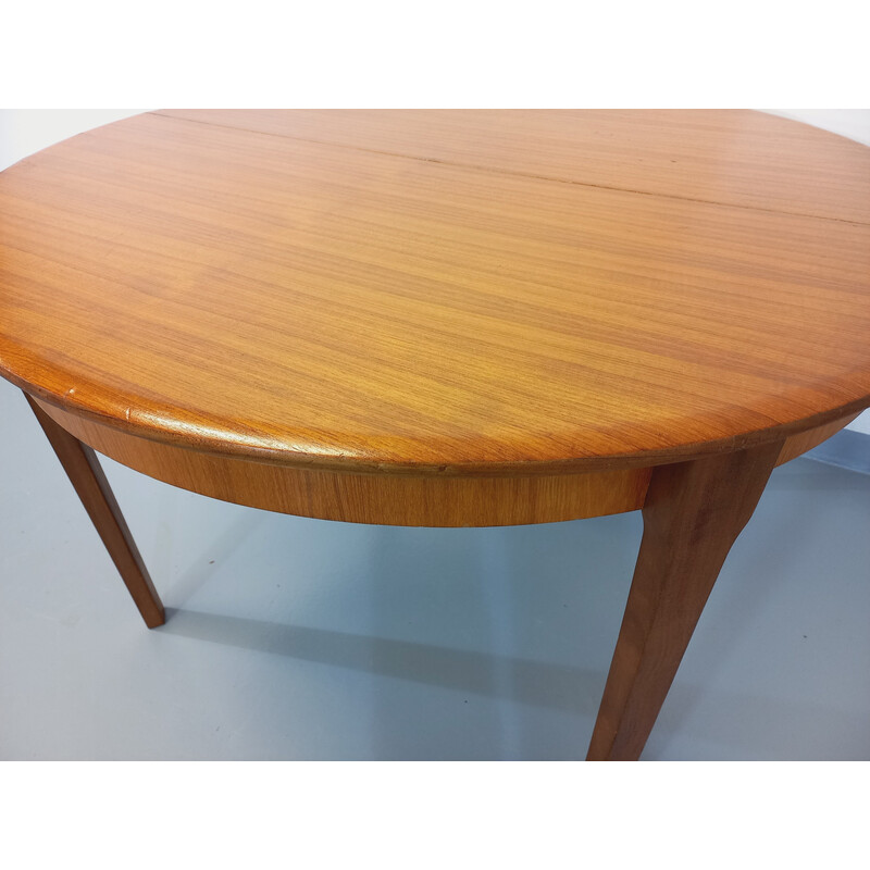 Scandinavische vintage ronde teakhouten tafel met verlengblad, 1950-1960