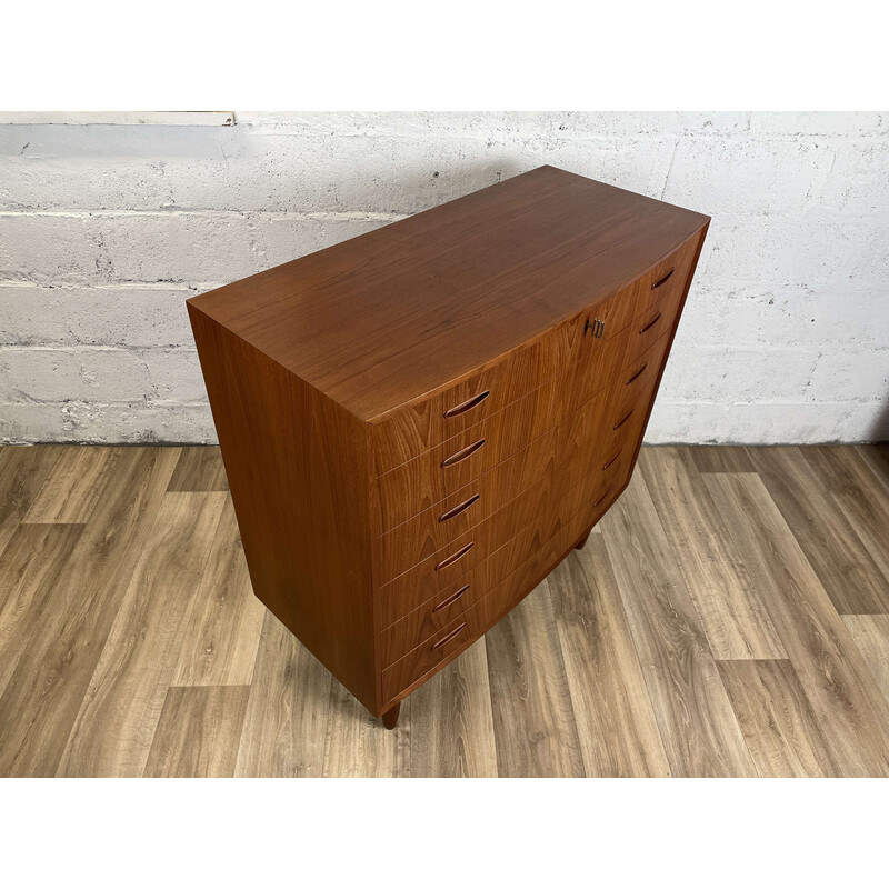 Cassettiera vintage scandinava in teak con frontale curvo, 1960