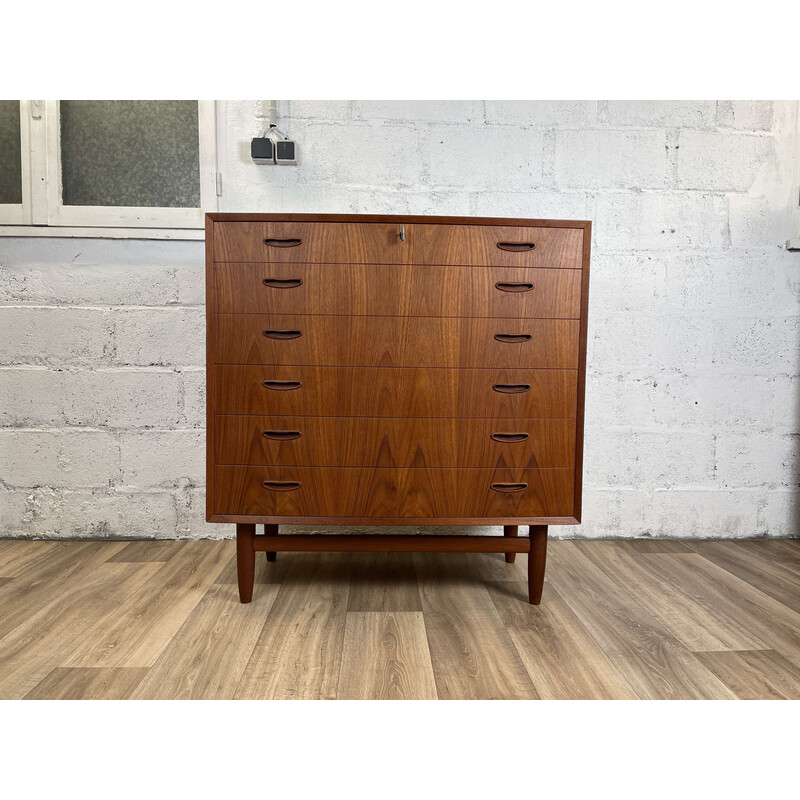 Scandinavian vintage teak chest of drawers with curved front, 1960