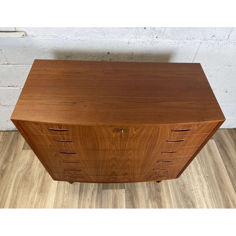 Cassettiera vintage scandinava in teak con frontale curvo, 1960