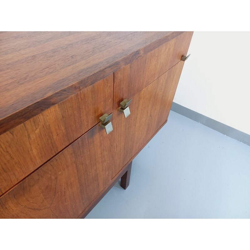 Credenza vintage in palissandro e ottone, 1960