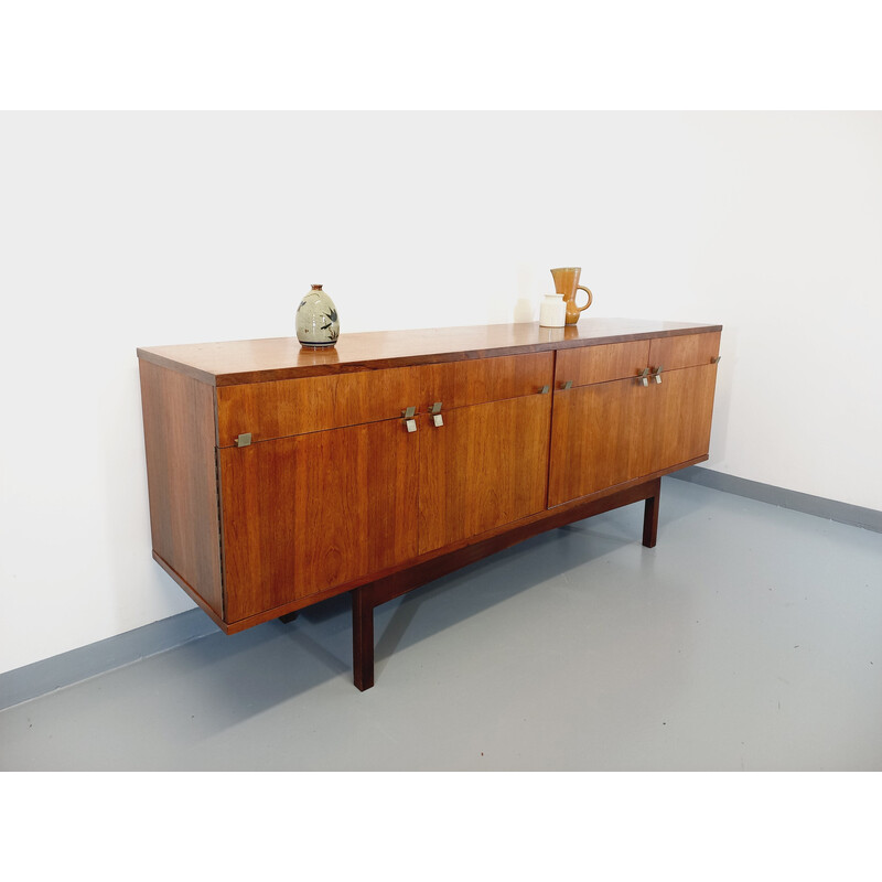 Credenza vintage in palissandro e ottone, 1960