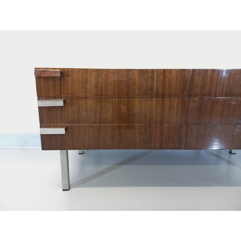 Vintage dressoir van hout en chroom, 1960-1970