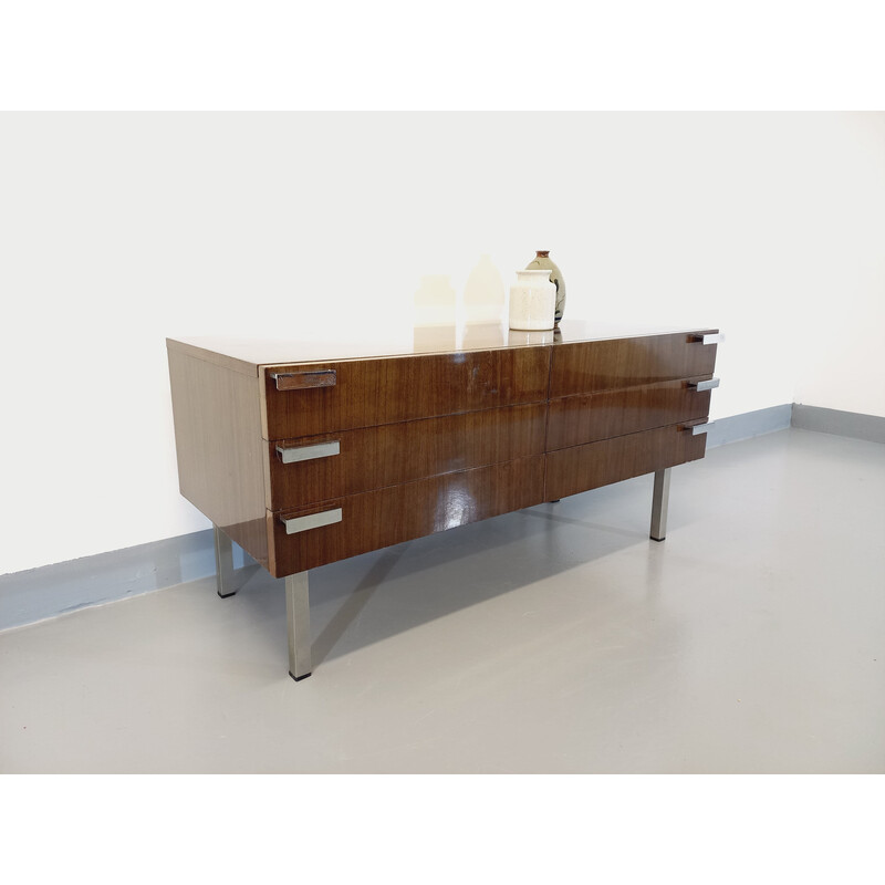 Vintage wood and chrome sideboard, 1960-1970