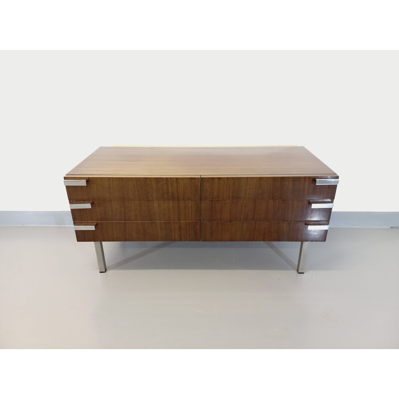 Vintage wood and chrome sideboard, 1960-1970