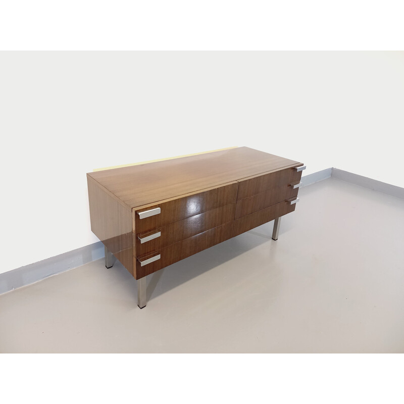 Credenza vintage in legno e cromo, 1960-1970