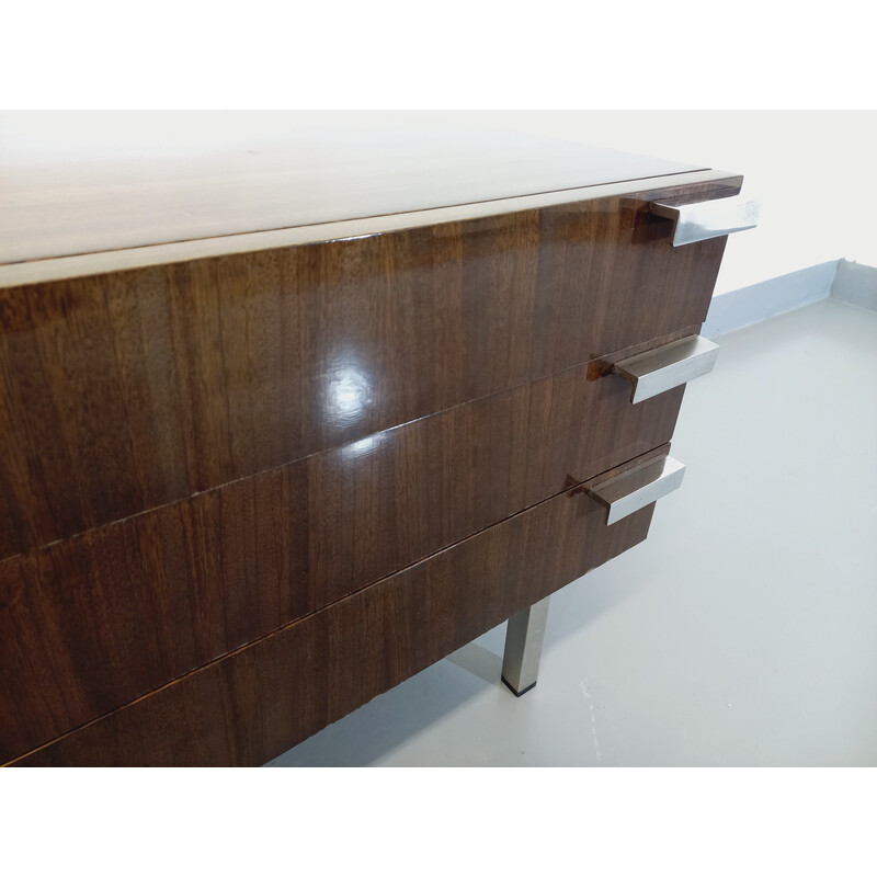 Aparador vintage de madera y cromo, 1960-1970