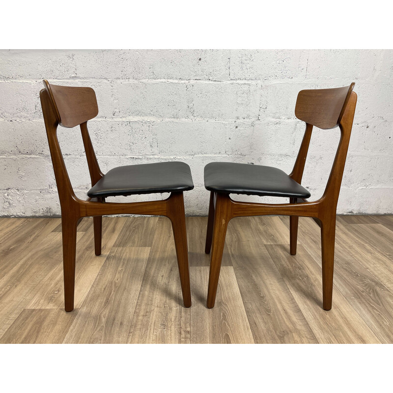 Set of 4 vintage Scandinavian chairs in solid teak by Schiønning and Elgaard, 1960