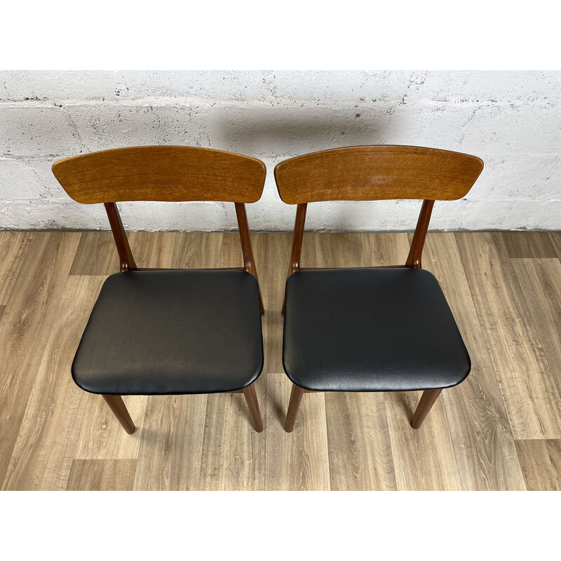 Set of 4 vintage Scandinavian chairs in solid teak by Schiønning and Elgaard, 1960