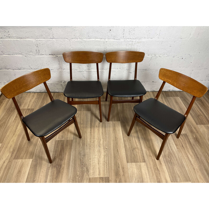 Conjunto de 4 cadeiras escandinavas vintage em teca maciça de Schiønning e Elgaard, 1960