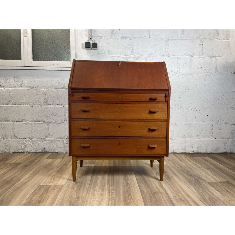 Scrivania vintage scandinava in teak, 1960