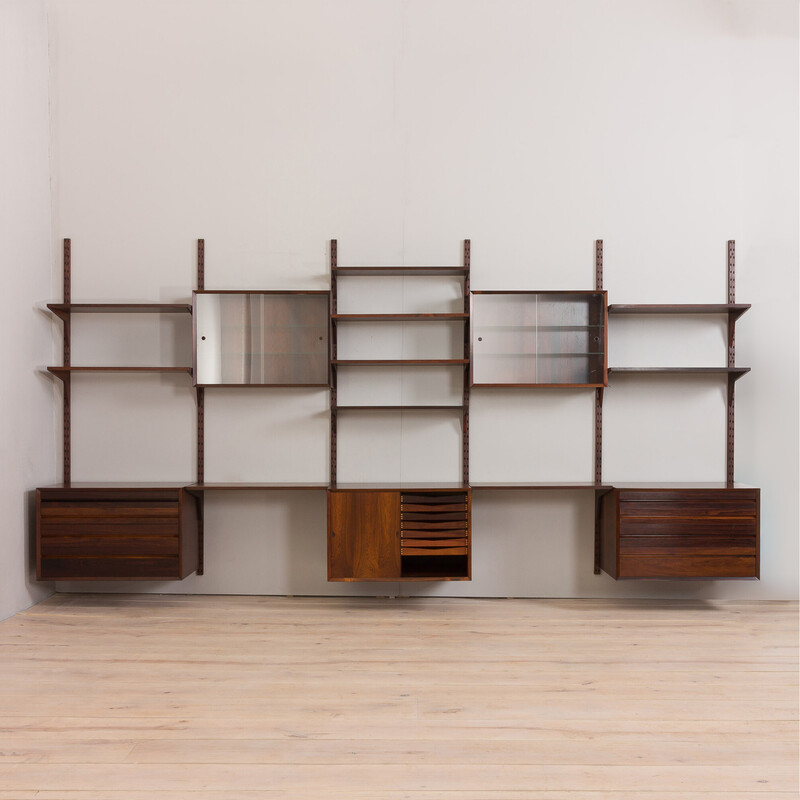 Vintage rosewood 5 bay wall unit by Poul Cadovius for Cado, Denmark 1960s