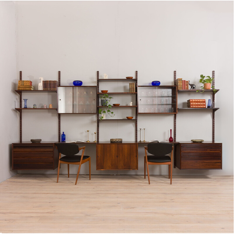 Vintage rosewood 5 bay wall unit by Poul Cadovius for Cado, Denmark 1960s