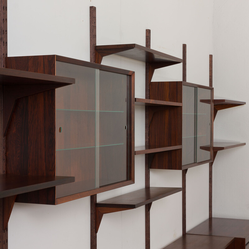 Vintage rosewood 5 bay wall unit by Poul Cadovius for Cado, Denmark 1960s