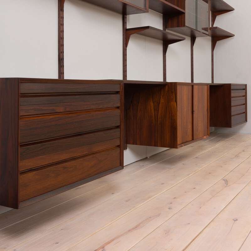 Vintage rosewood 5 bay wall unit by Poul Cadovius for Cado, Denmark 1960s