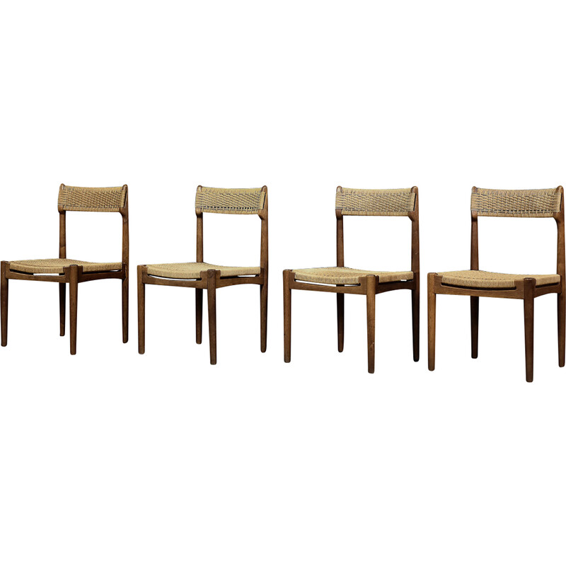 Set van 4 mid-century Scandinavische eetkamerstoelen door E.Knudsen voor K. Knudsen en Zoon, 1952