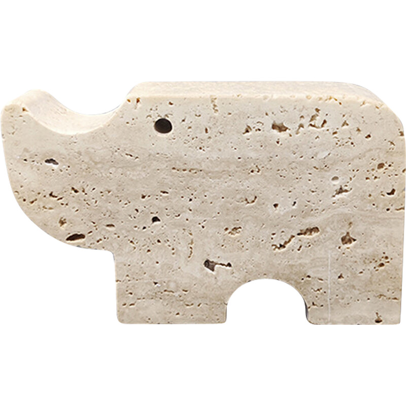 Vintage travertine rhinoceros sculpture by Enzo Mari for F.lli Mannelli, 1970s