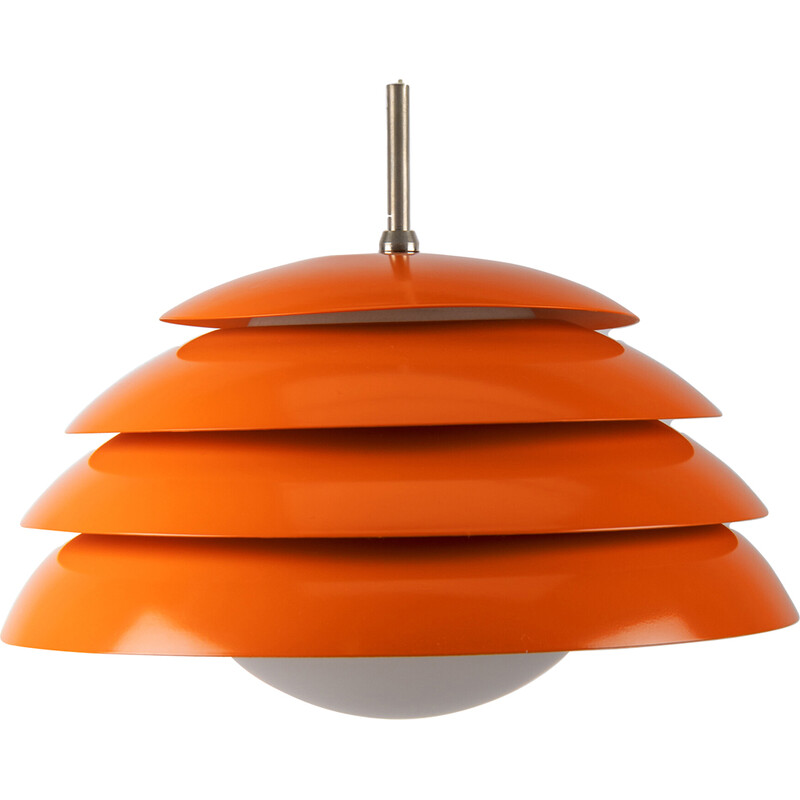 Vintage orange layered pendant lamp with glass body, 1970s