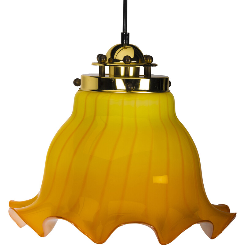 Lampada a sospensione vintage bicolore gialla di Peil e Putzler