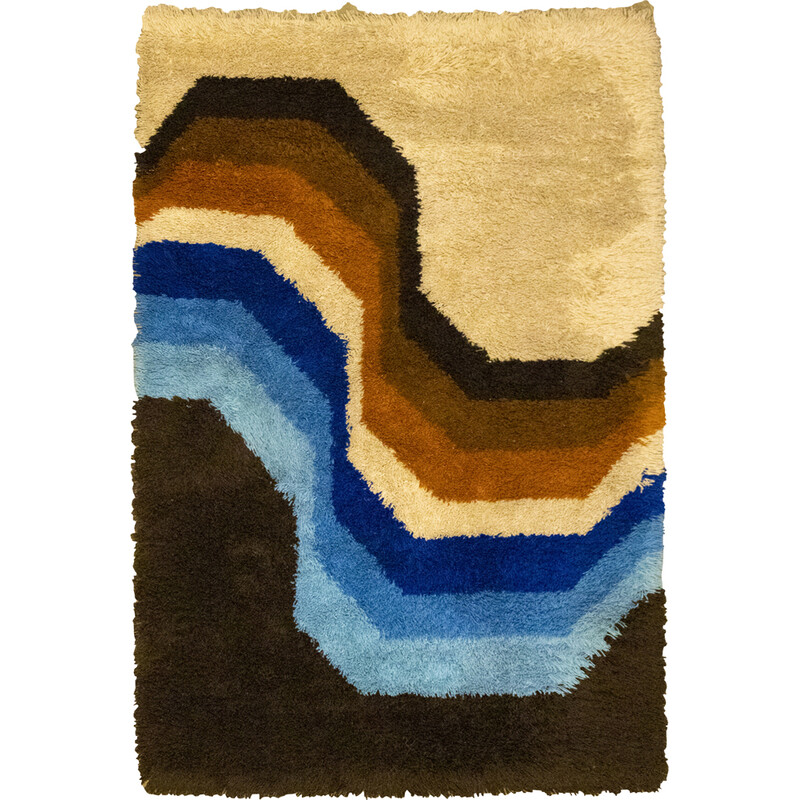 Vintage blue and orange Desso "Rainbow" rug