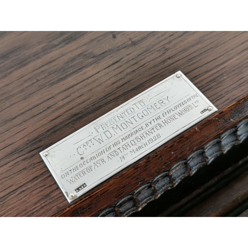 Scrivania vintage in legno di quercia con piano a tamburo di Angus William and Co, 1900