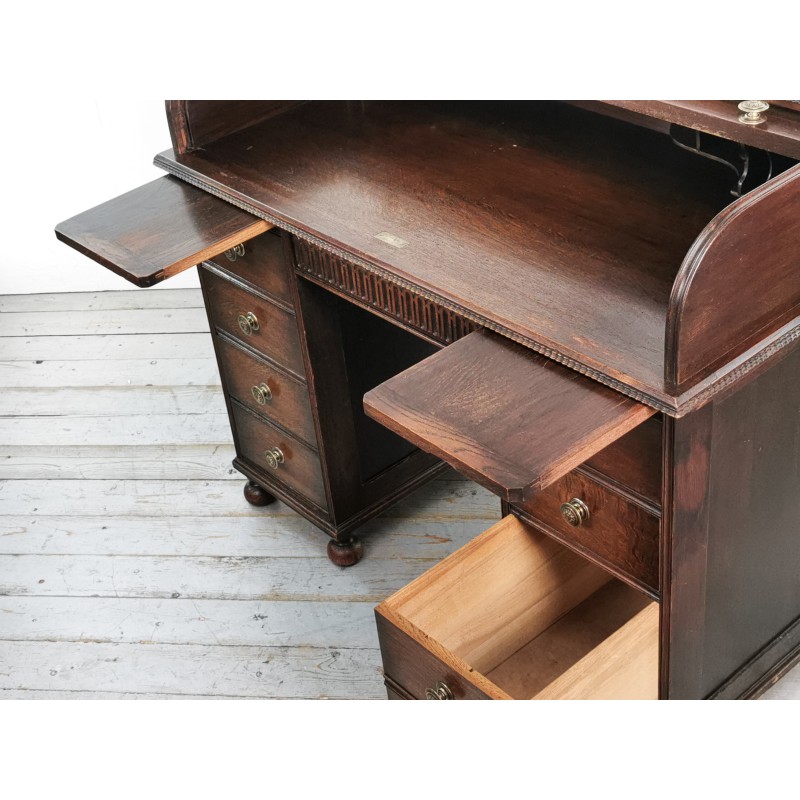 Bureau vintage à cylindre en chêne par Angus William and Co, 1900