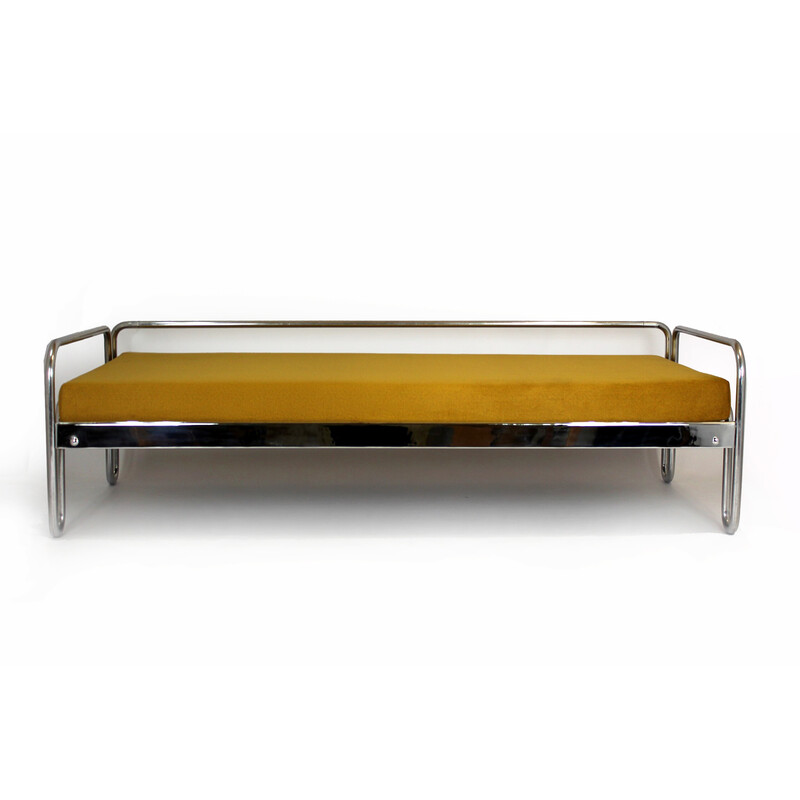 Sofá vintage Bauhaus de tubo de acero cromado de Mucke Melder, años 30