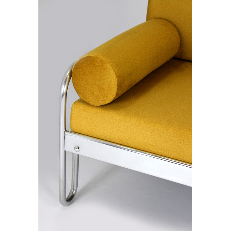 Sofá Vintage Bauhaus tubular de aço cromado por Mucke Melder, 1930s