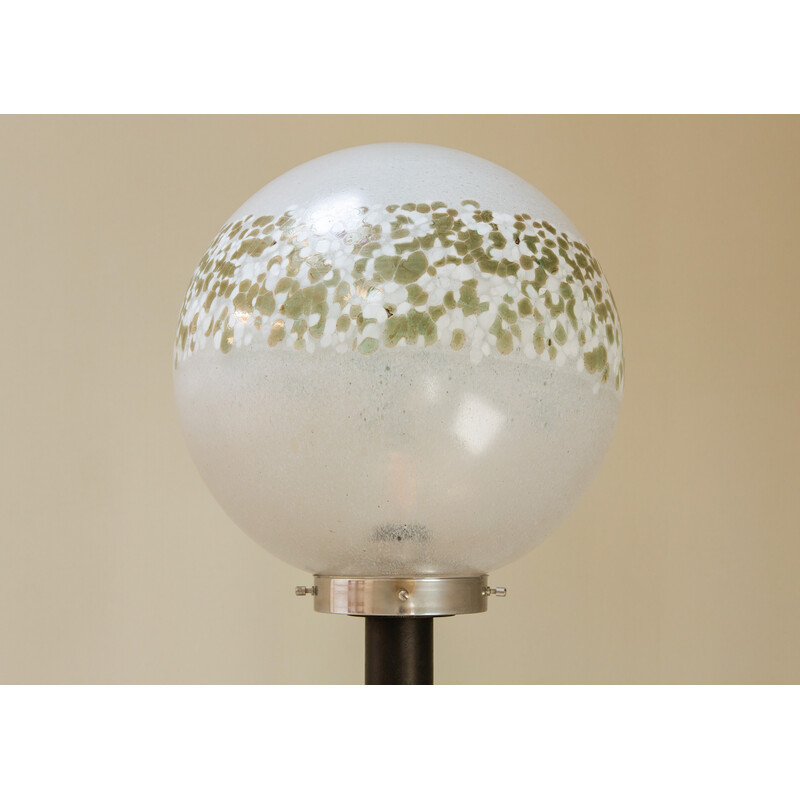 Lámpara de pie vintage de cristal de Murano con lunares blancos y verdes