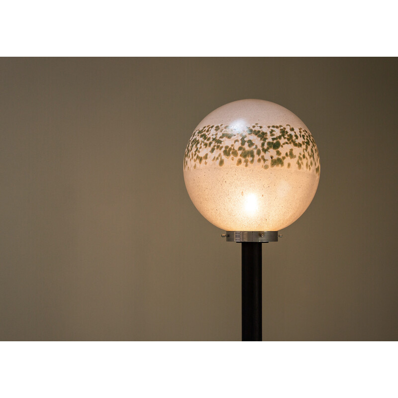 Lámpara de pie vintage de cristal de Murano con lunares blancos y verdes