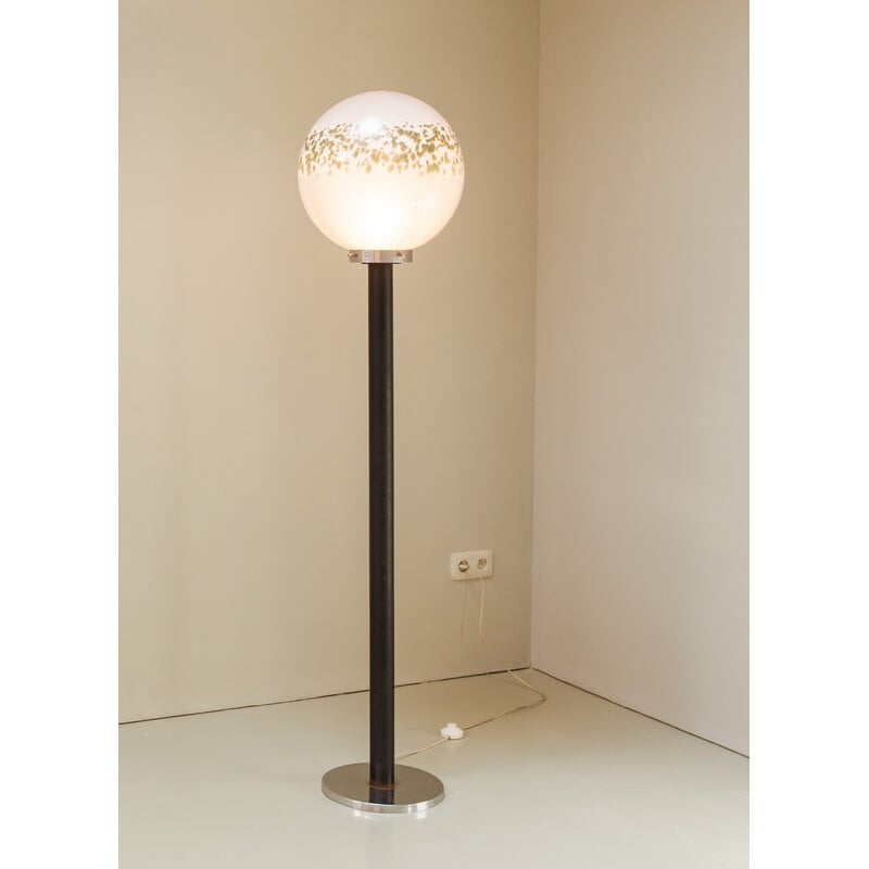 Vintage Murano glass floor lamp with white and green dots