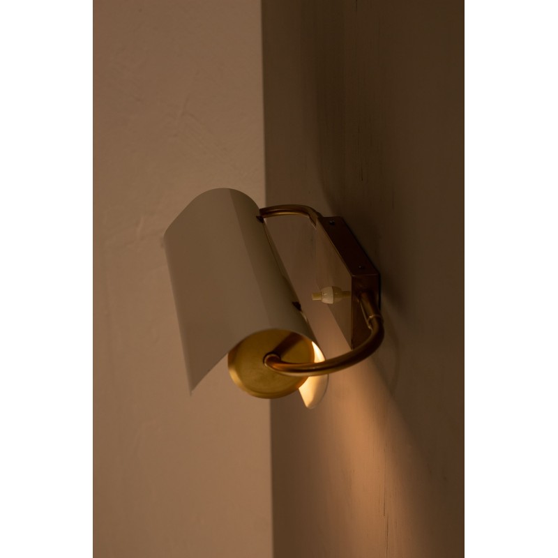 Vintage brass and metal wall lamp by Bertil Brisborg for Nordiska Kompaniet