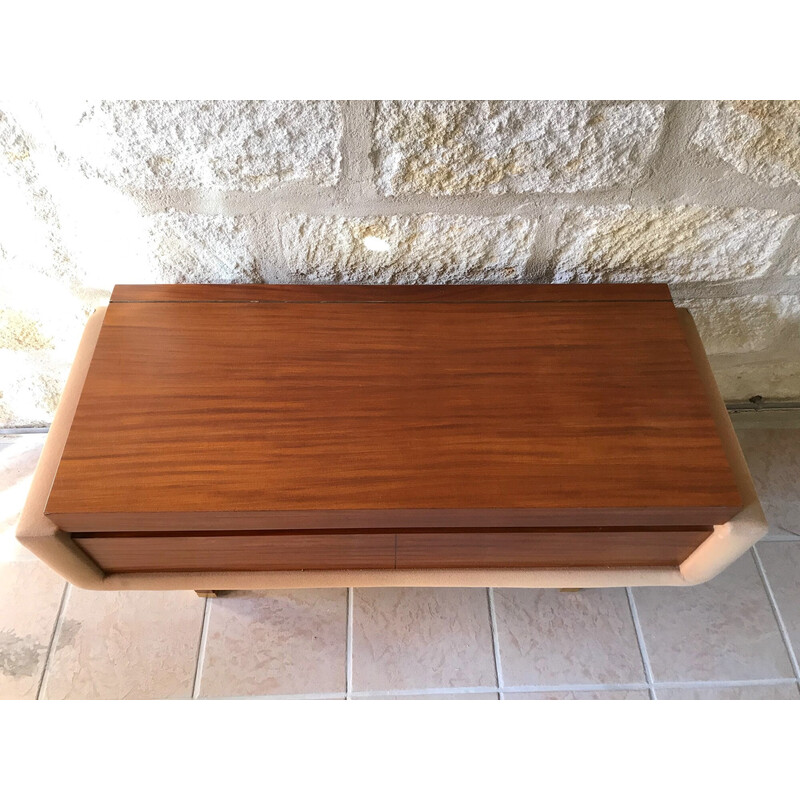 Vintage teak and fabric dressing table, 1970