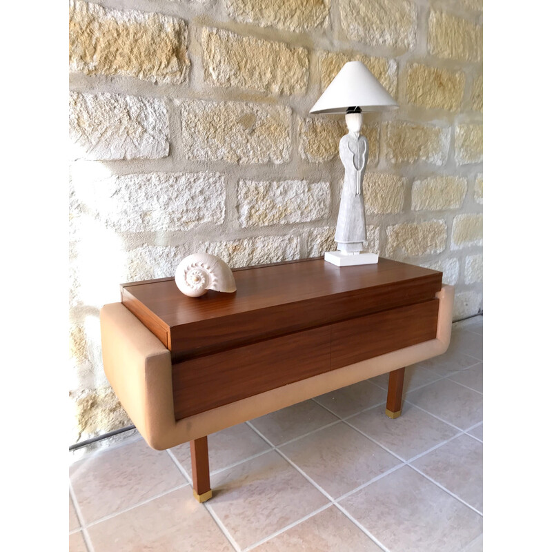 Vintage teak and fabric dressing table, 1970